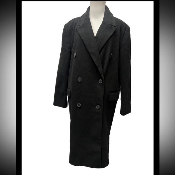 ASOS Design Black Mid Length Dad Coat US 8 - Picture 1 of 5